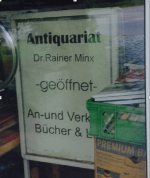 Das Antiquariat Dr. Rainer Minx in der Gutenbergstraße 1 in 15808 Zossen, Ortsteil Wünsdorf Waldstadt Foto: Kurt Schmidt