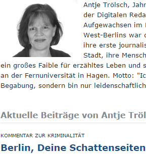 Berlin, deine Schattenseiten sind beklemmend, kommentiert heute Antje Pölsch in der Berliner Zeitung (Ausriss aus Berliner Zeitung)