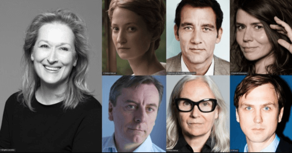 Die Internationale Jury 2016 unter dem Vorsitz von Meryl Streep | The International Jury with Jury President Mery Streep Mery Streep, Alba Rohrwacher, Clive Owen, Malgorzata Szumowska, Nick James, Brigitte Lacombe, Lars Eidinger (Pressefoto: Berlinale)