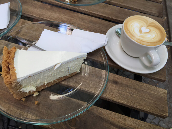 Five Elephant coffee and cheesecake. (Source).