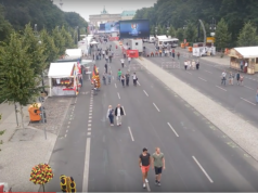 Flaute auf der Fanmeile am Brandenburger Tor auf der Straße des 17. Juni in Berlin Tiergarten seit Eröffnung der Fußball-EM in Frankreich am 10. Juni 2016 (Foto: Youtube)