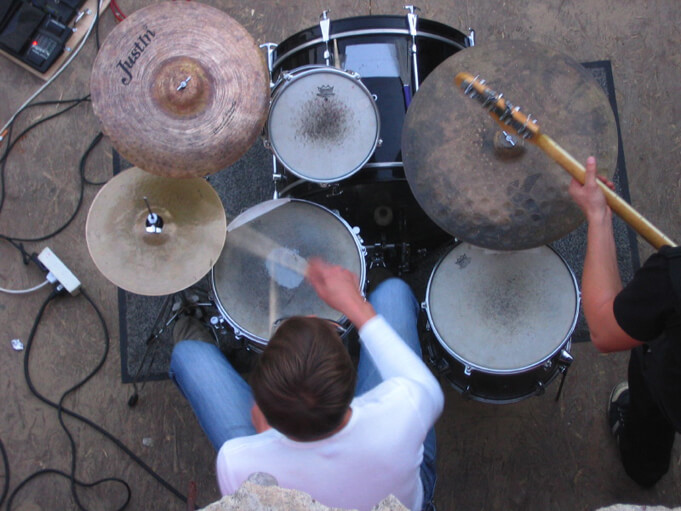 Drummer at Strandbar Mitte. Source.
