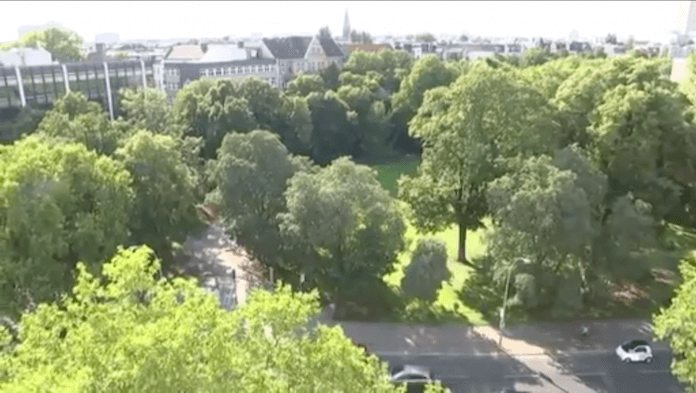 Was soll im grünen Dreieck zwischen Bundesallee und Fasanenplatz in Wilmersdorf entstehen: Büros oder Kultur mit Wohnungen? Darüber wird noch gestritten. (Screenshot: rbb Aktuell)