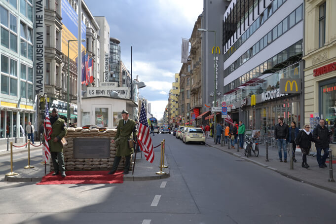 Checkpoint Charlie, one of the most visited spots in Berlin. Source.