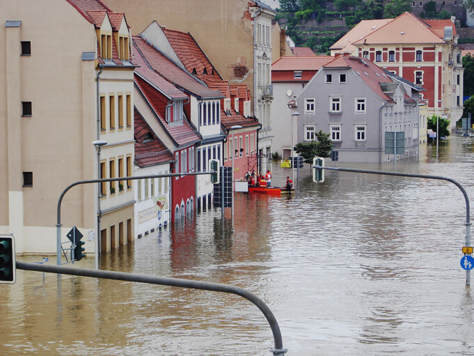 Climate change: Flooding in the German city of Meissen.