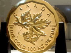Auf der Rückseite der entwendeten Goldmünze ist das Maple Leaf, das kanadische Ahornblatt. (Screenshot: YouTube)