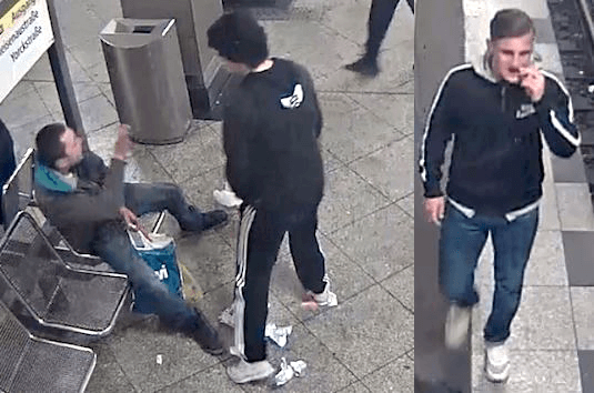 Jugendliche haben einem Obdachlosem im U-Bahnhof Mehringdamm die Faust ins Gesicht geschlagen. (Fotos: Polizei Berlin)