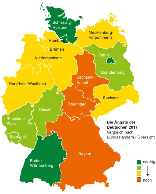 Die größten Ängste der Deutschen 2017 nach Bundesland