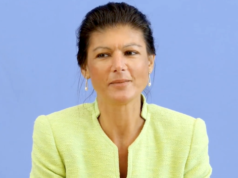 Sahra Wagenknecht droht der eigenen Partei mit Rücktritt. (Screenshot: YouTube)