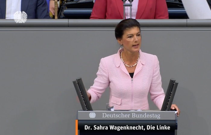 Dr. Sahra Wagenknecht (53, Die Linke) am 8. September 2022 im Bundestag © Deutscher Bundestag Parlamentsfernsehen