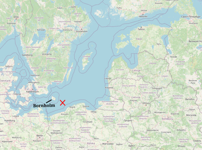 Lecks in Gaspipeline vor der dänischen Insel Bornholm in der Ostsee