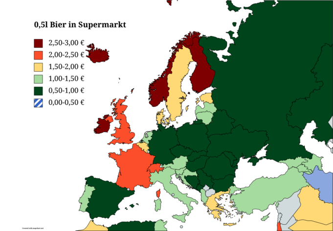 Supermarkt Bierpreise in Europa