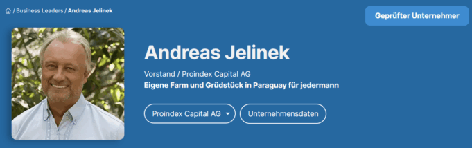 Andreas Jelinek - Vorstand Proindex Capital / La Rivera Paraguay - Business Leaders